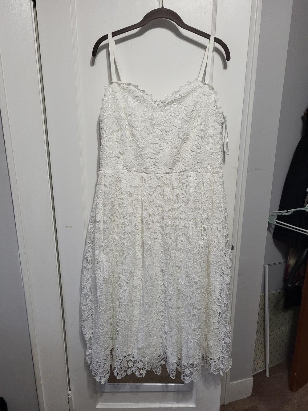 Nwot City Chic White Lace Midi Dress with Spaghetti Straps 14